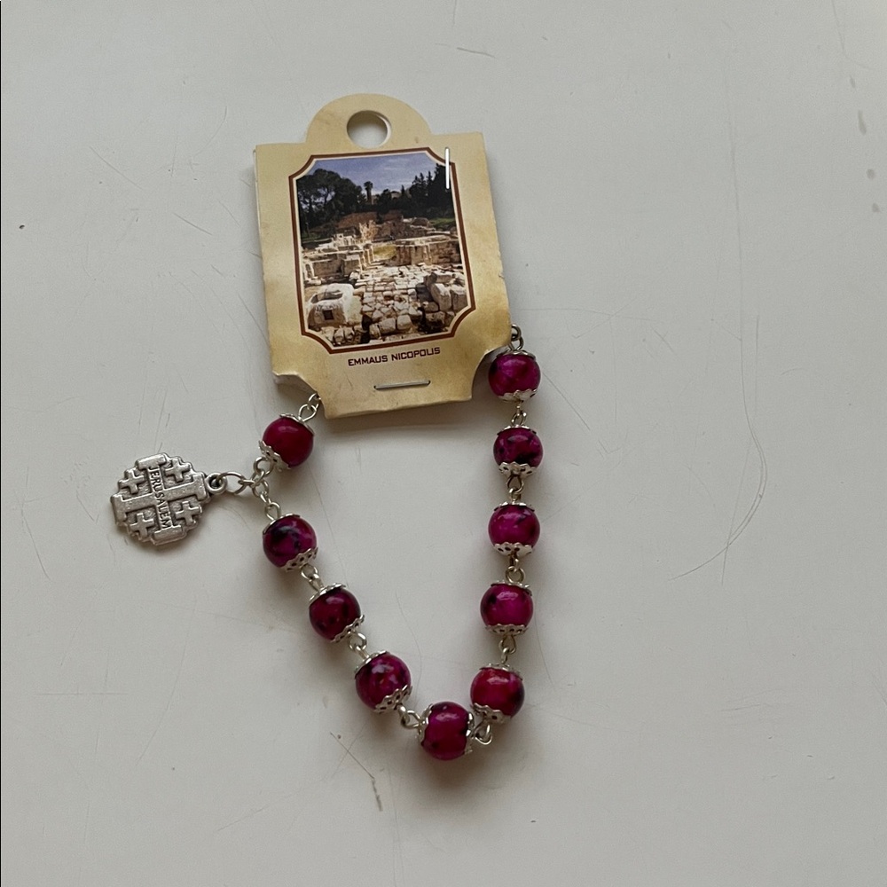 Religious Beaded Bracelet with Silver Charm